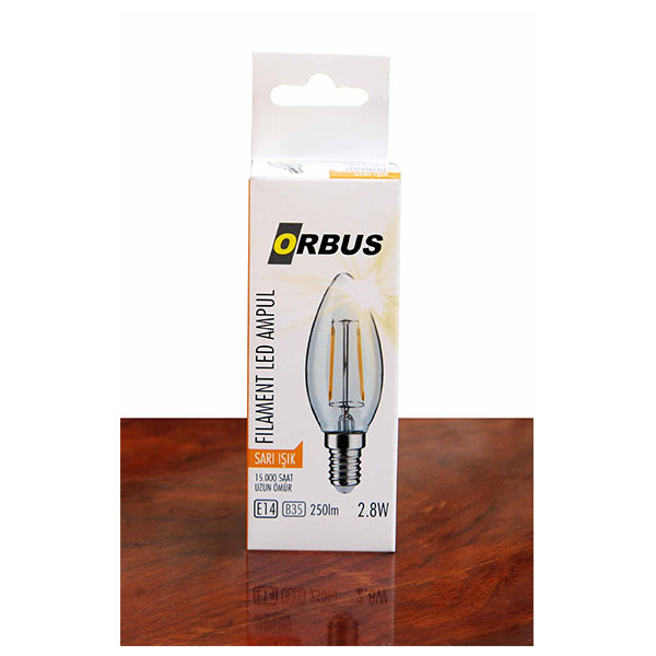 ORBUS LED FILAMENT BULB C37 AMBER2.8W.E14 200LM-10