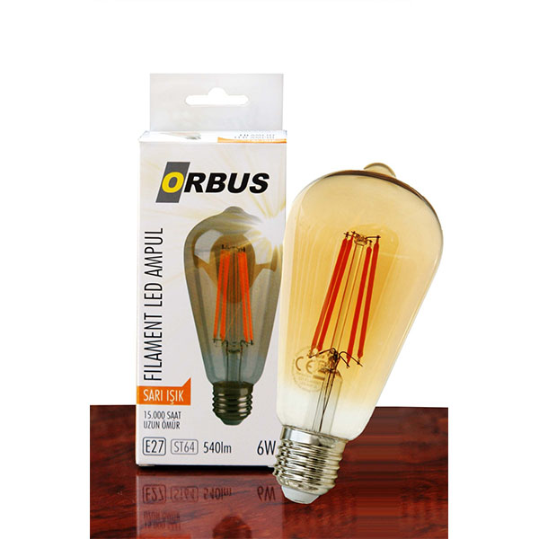 Orbus LED FİLAMENT BULB ST64 AMBER 6W E27 540LM-10